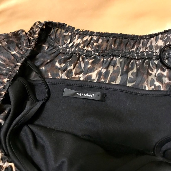 TAHARI Dress. Stunning Dress for Work or a Night Out High Waisted Black Satin - Picture 12 of 12